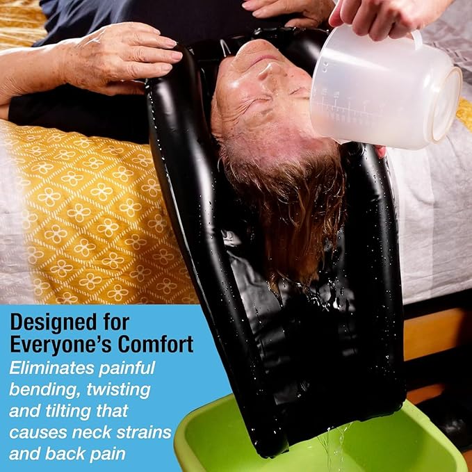 Inflatable Hair Washing Tray for Sink and Bedside - Comfortable Portable Shampoo Bowl for Spill-Free Rinsing - Wash Basin for Haircuts and Coloring at Home for Elderly, Kids, Bedridden and Disabled