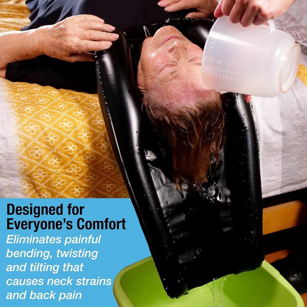 Inflatable Hair Washing Tray for Sink and Bedside - Comfortable Portable Shampoo Bowl for Spill-Free Rinsing - Wash Basin for Haircuts and Coloring at Home for Elderly, Kids, Bedridden and Disabled
