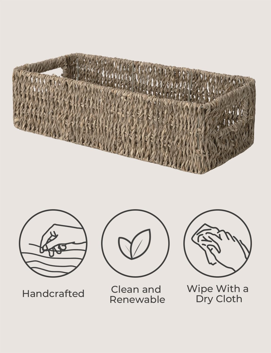 StorageWorks Wicker Seagrass Baskets, Toilet Basket Tank Topper