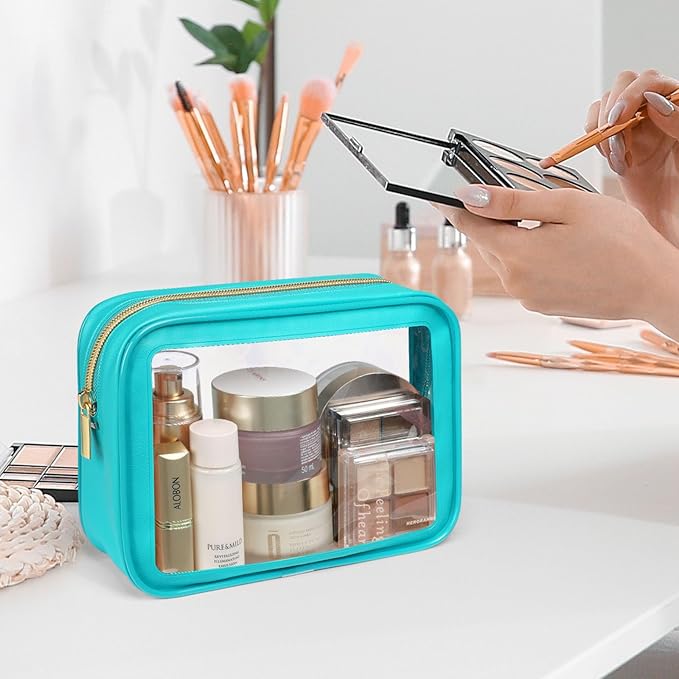 PPACKISM Clear Makeup Bag Travel - TSA Approved Toiletry Bag, Multi-colored