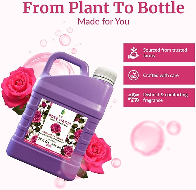 SVA Rose Water, Huge Bottle, Large Size, 32 Fl Oz (946 ml)