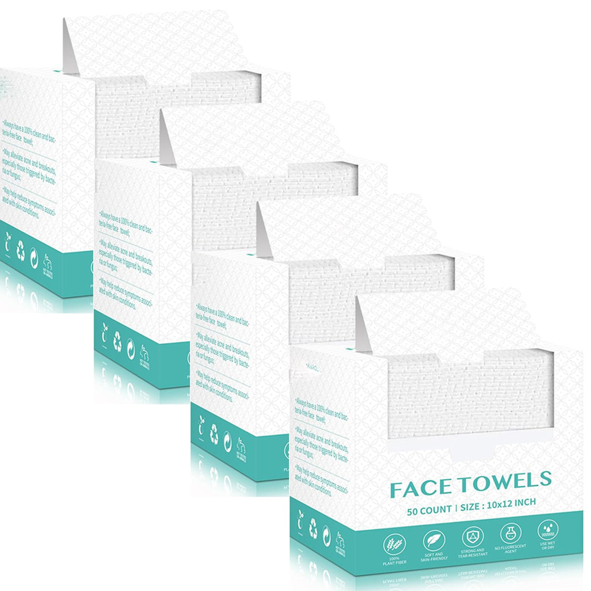 Disposable Face Towels, Facial Cleansing Cloths, Extra Soft Makeup Removing Cleansing 10"×12" Face Towelettes, Skin Care and Makeup Removal, 102% Pure Plant Fiber