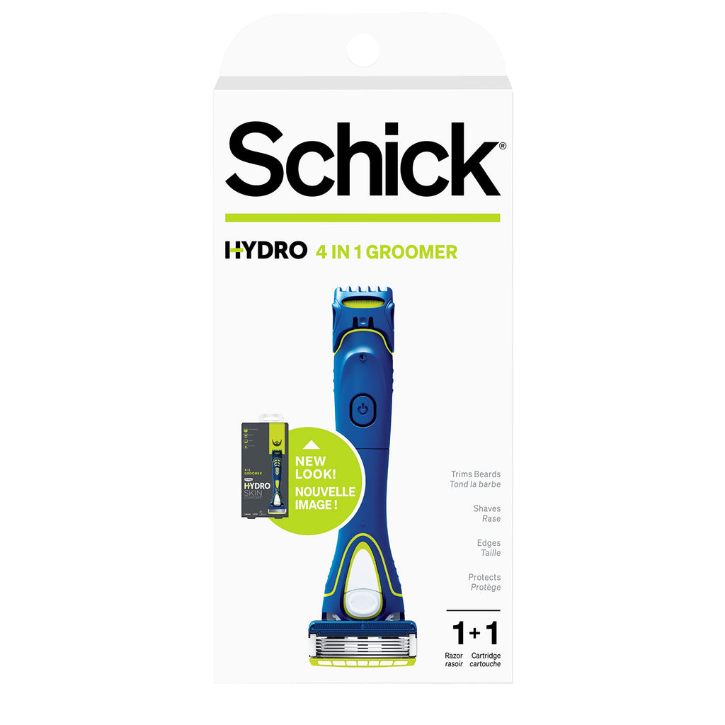 Schick Hydro Groomer, 1 Mens Razor Handle with Beard Trimmer & 1 Refill