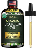 Ella & Eden Organic Jojoba Oil – USDA Certified, Cold-Pressed, 100% Pure & Unrefined, Hexane-Free Oil for Face, Skin, Hair & Nails – 4 Fl Oz Glass Bottle