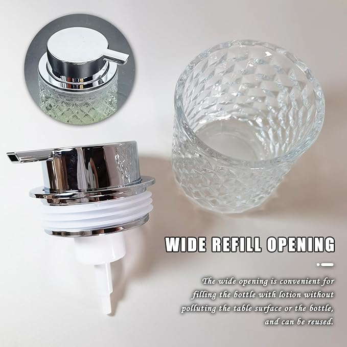 Glass Hand Foaming Soap Dispensers with Silver Pump Refillable Hand Soap Dispenser for Bathroom Kitchen (1Pack-D884)
