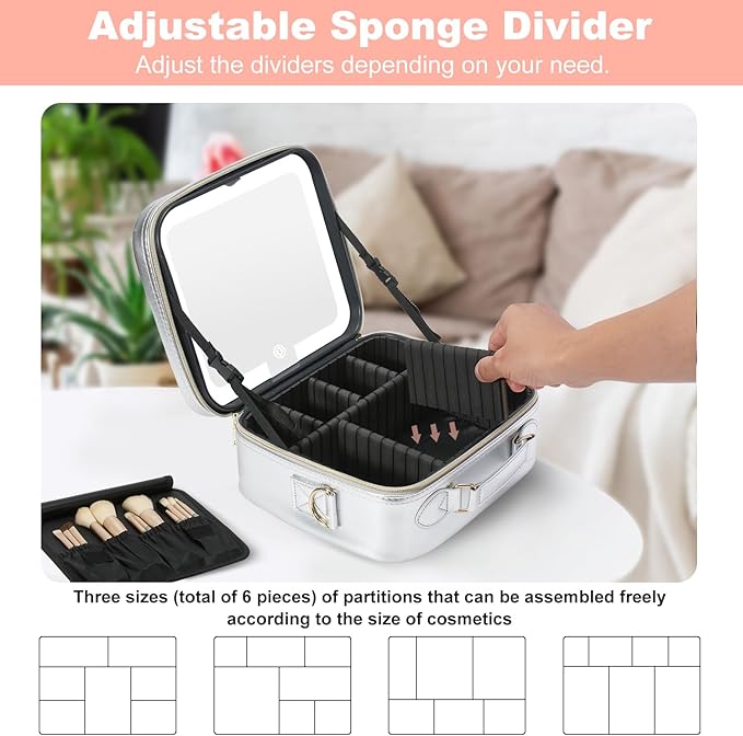 Mocado Travel Makeup Bag with Mirror Makeup Case with 10x Magnifying Mirror