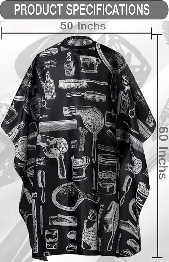 Borogo Professional Waterproof Hair Styling Cape Nylon Haircuting Salon Cape Gown Hair Salon with Snap Closure - 50" x 60"