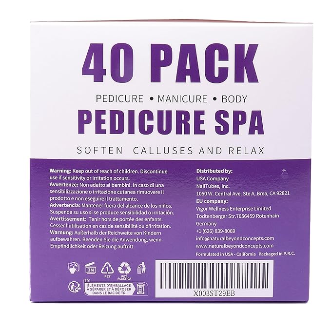 nbc BeautiLab 40 PCS Foot Soak, Pedicure Kit Foot Soak Set With Bubble Salt, Sugar Scrub, Massage Mask, Massage Lotion In a Box 4 Step Foot Spa Kit For Dry Cracked Feet, Tired Feet,10 Set Lavender