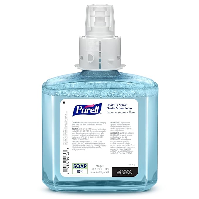 PURELL Brand HEALTHY SOAP Gentle & Free Foam, Fragrance Free, 1200 mL Hand Soap Refill for PURELL ES4 Manual Soap Dispenser (Pack of 2) - 5072-02 - Manufactured by GOJO, Inc.