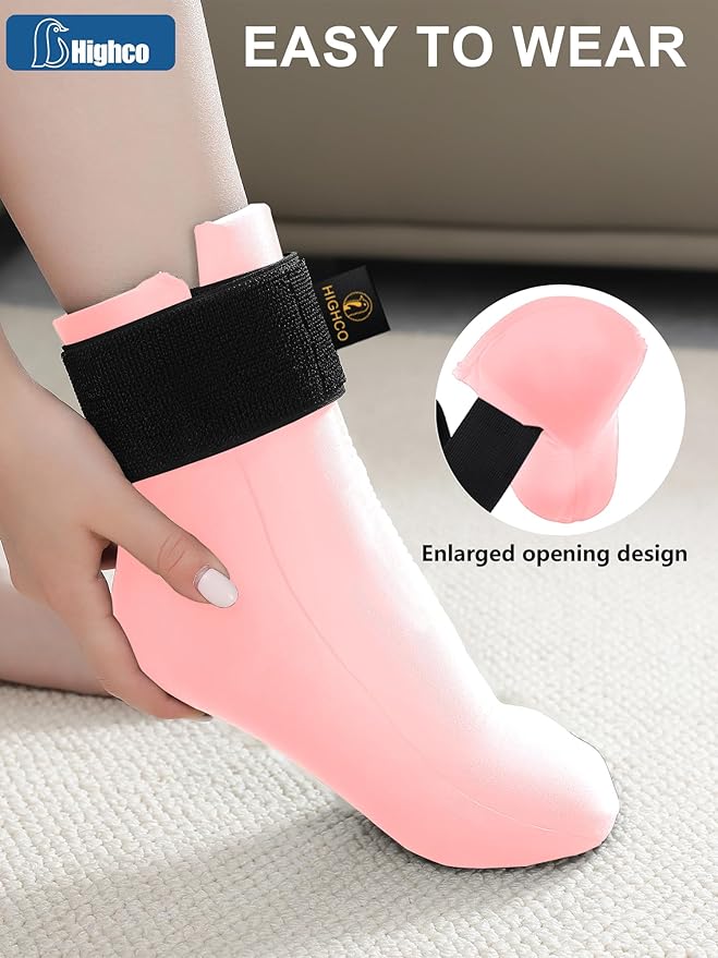 highco Ankle Ice Pack Wrap for Swelling and Injuries Recovery,Reusable Gel Ice Pack for Foot and Ankle,Ice Cold Compression Sock for Foot Heel Wrap,Tendonitis,Plantar Fasciitis,Swelling,Sprained,Pink
