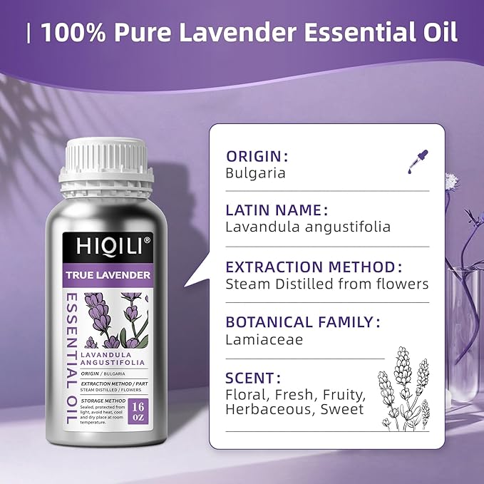 HIQILI Lavender Essential Oil for Aromatherapy, Candle & Soap Making