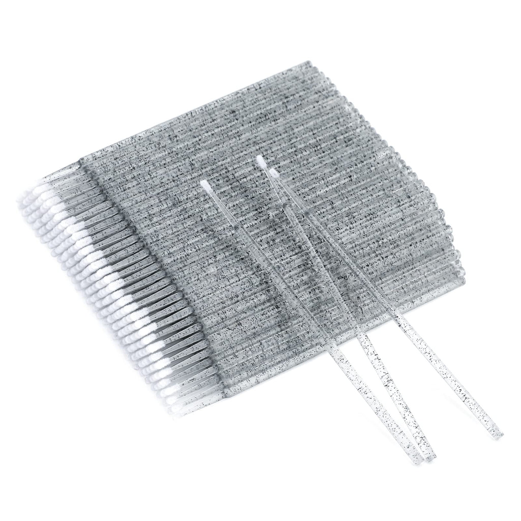 G2PLUS 500PCS Cotton Swabs, Crystal Black Disposable Micro Applicators Brush for Makeup and Personal Care, Micro Swabs for Eyelash Extensions, Nails, Eyeliner (Head Diameter: 2.5mm)