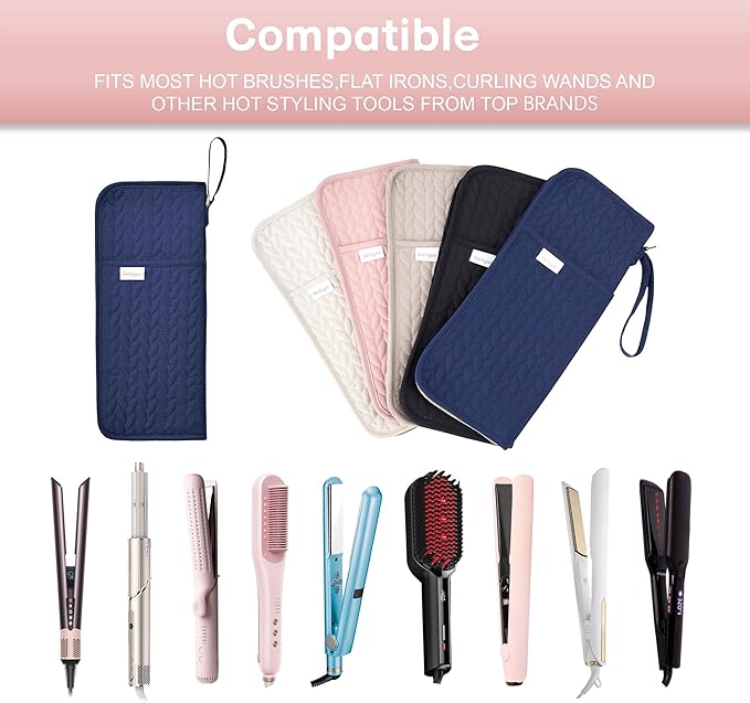 KarSyon Hot Tools Organizer Heat Resistant Mat Case Hair Tools Holder Travel Bag Portable Hair Styling Tools Cover Pouch for Curling Iron,Flat Iron,Hair Straightener (Blue)