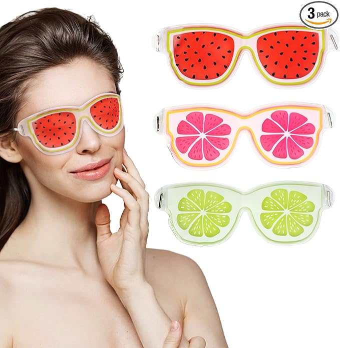 Gel Eye Mask for Dark Circles and Puffiness,Cold/Hot Packs Reusable Cute Cooling Ice Eye Masks,Relief Migraine Eyes Swollen,Soft & Non Toxic Suitable for Kids,Woman and Man(3 Pack)
