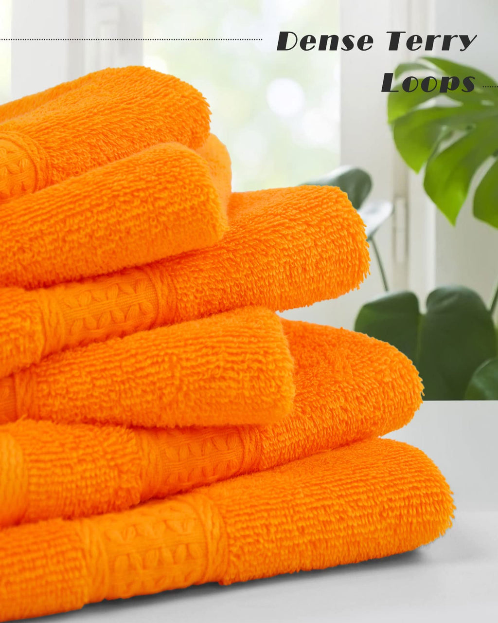 Cleanbear Washcloths Orange Face Cloths Set of 6 - Cotton 13” x 13”