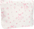 Ksriylm Cute Makeup Pouch for Women Flower Small Make Up Bag for Purse Zipper Initial Cosmetic Bags Pouches for Purse Aesthetic Travel Toiletrybags,Pink Bow Rose Floral