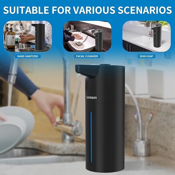 Aunmaon Automatic Soap Dispenser Touchless, 15-Level, Kitchen Bath Black