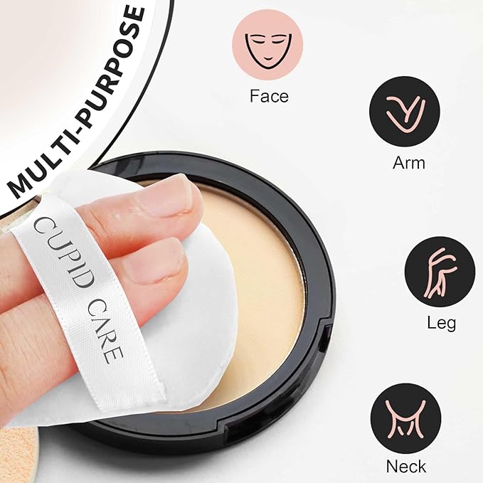 CUPID CARE 6 Pcs Triangle Powder Puff with 2 Travel Cases, Setting Powder Puffs for Face Powder and Foundation, Velour Makeup Puff for Loose Powder Body Powder, Skin-Friendly, Beauty Makeup Tools