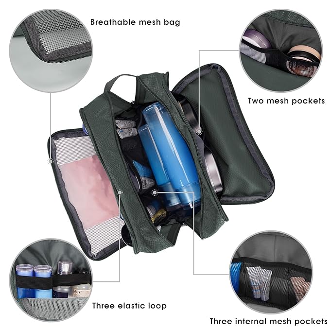 WANDF Travel Toiletry Bag for Men, Small Dopp Kit for Toiletries
