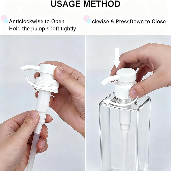 Modern Shampoo and Conditioner Dispenser (21 oz, Pack of 3) Refillable Pump Bottle Set Empty Shower Plastic Bottles with Pump for Bathroom Body Wash Soap and Shower (Clear)
