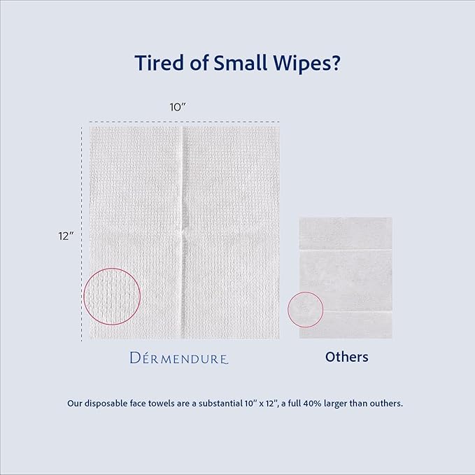Disposable Face Towels, Disposable Face Towelette, Dry Wipes, Extra Large Size, 100% Natural Fibers, Super-Soft, Extra Absorbent, Makeup Remover, 100% Biodegradable, 50 PCS