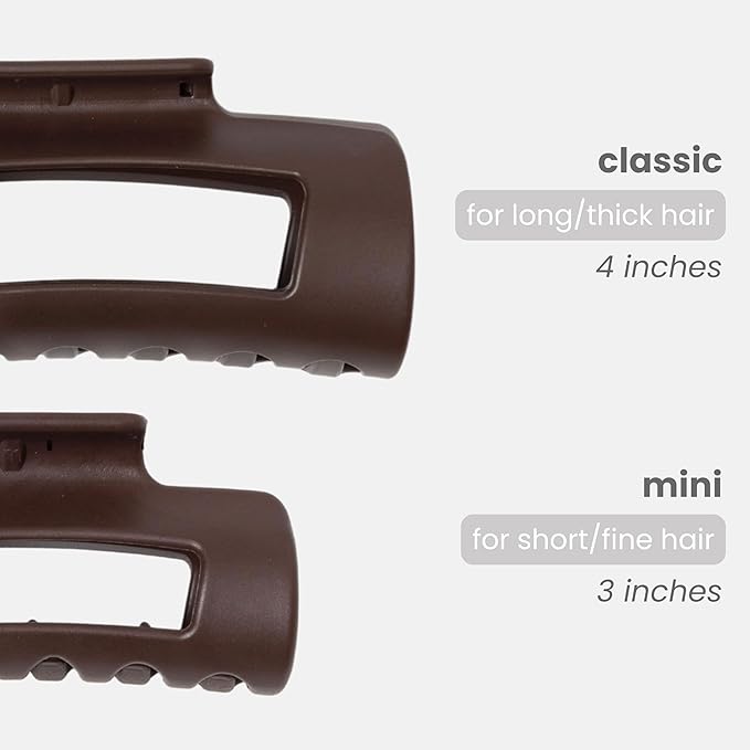 Mello Medium Hair Clip - Flexible Comfort Hair Claw for Women, Strong Hold for Thick & Thin Hair Styling, Durable Material, Matte Non-Slip Finish, Made in Korea, Patent Pending (Dark Brown, Medium)