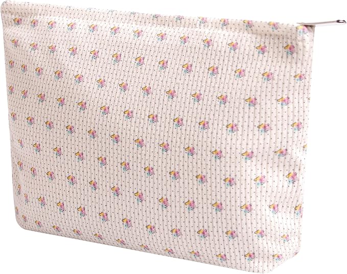 Gardsell Cosmetic Bags for Women - Corduroy Cosmetic Bag Aesthetic Women Handbags Purses Smile Dots Makeup Organizer Storage Makeup Bag Girls Case Bags (Flowers-Apis)