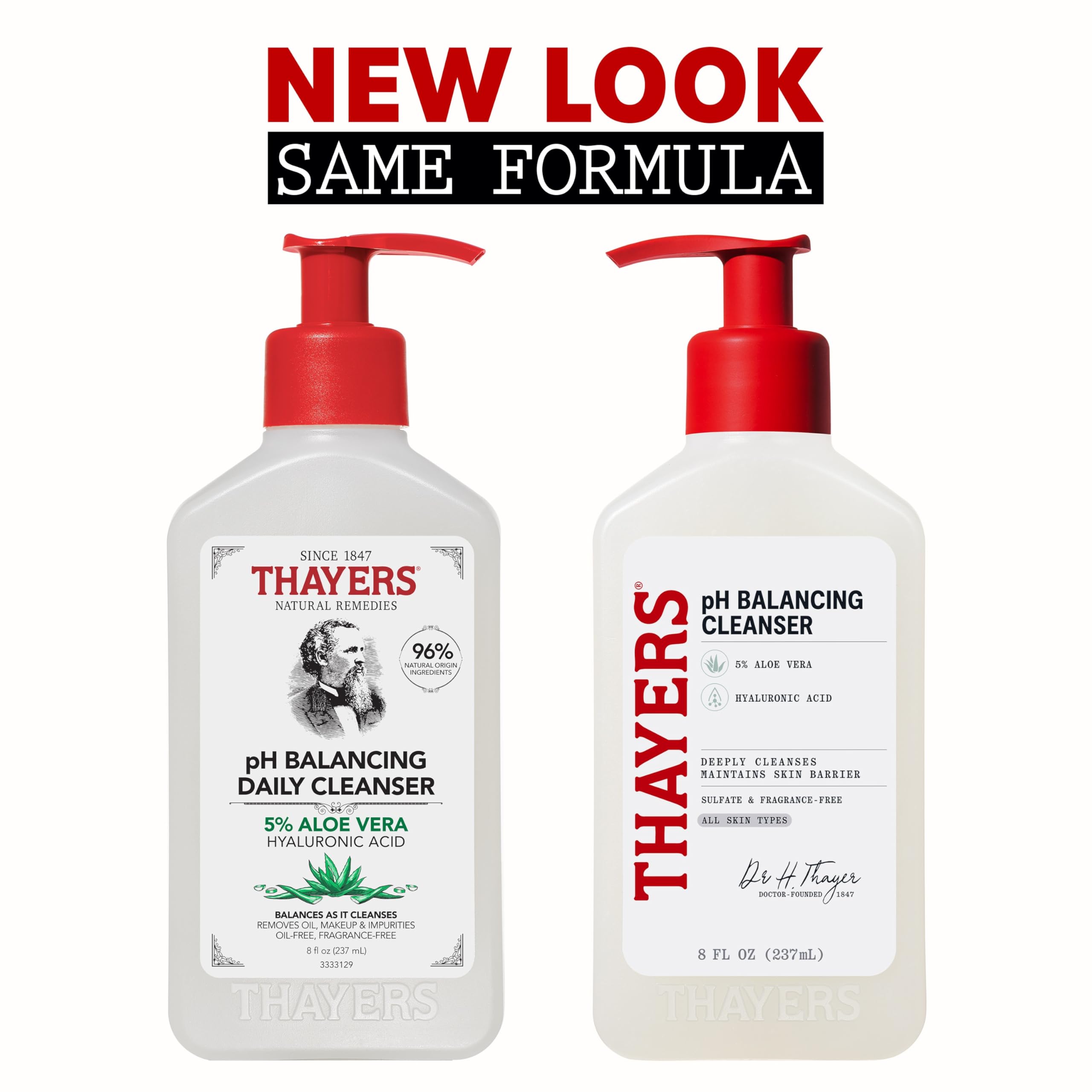 THAYERS pH Balancing Daily Cleanser, Face Wash with Aloe Vera, Gentle and Hydrating Skin Care for Dry, Oily, or Acne Prone Skin, 8 FL Oz.