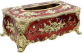 9.45"x5.43"x3.94" Luxurious Rose Tissue Box with Imitation Diamonds, Embossed Flowers, Elegant Tissue Paper Holders for Home Toilet Bath Hotel,Gold-Red
