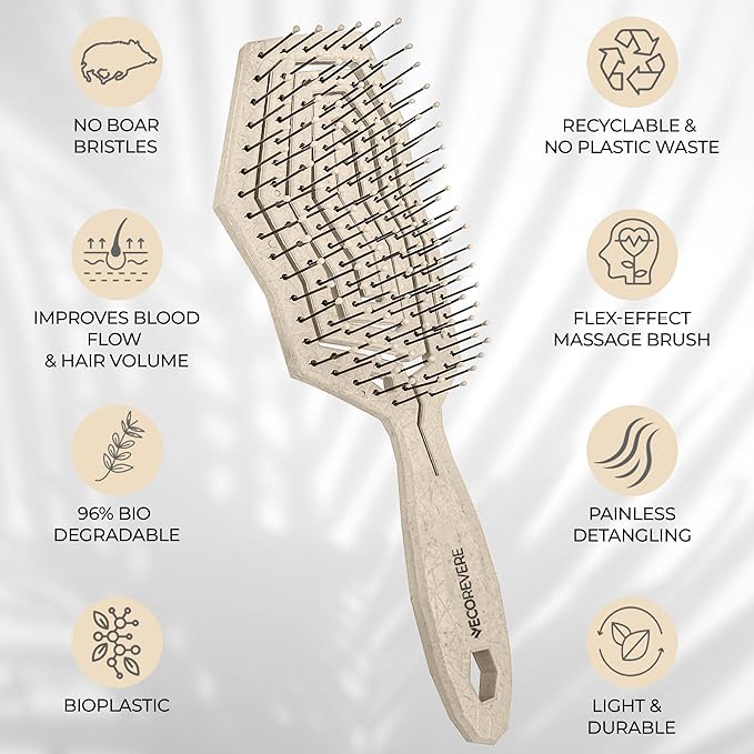 Detangler Brush For Women, Men & Kids - Anti-Static Detangle Hair Brush - Vented brush with 360° Flex Gently Removes Knots, Dry and Wet Brush Detangling Brush For Thick, Fine, Natural & Curly Hair