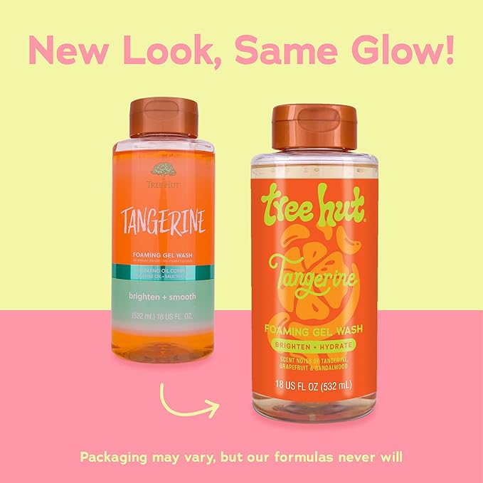 Tree Hut Tangerine Body Wash, Hydrating & Moisturizing Shower Gel with Shea Butter & Essential Oils, Soft Smooth Glowing Skin, Gentle Cleanser For All Skin Types, Self Care Gifts for Women, 18 Fl Oz