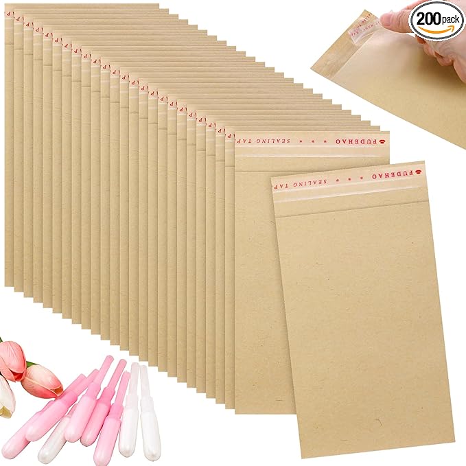 Saypacck 200 Pcs Tampons Disposal Bags Sanitary Napkin Disposal Bags Bulk Feminine Hygiene Disposal Bag Bulk Kraft Tampons Bag for Feminine Products with Self Adhesive for Women Girls, 5.91" x 3.15"
