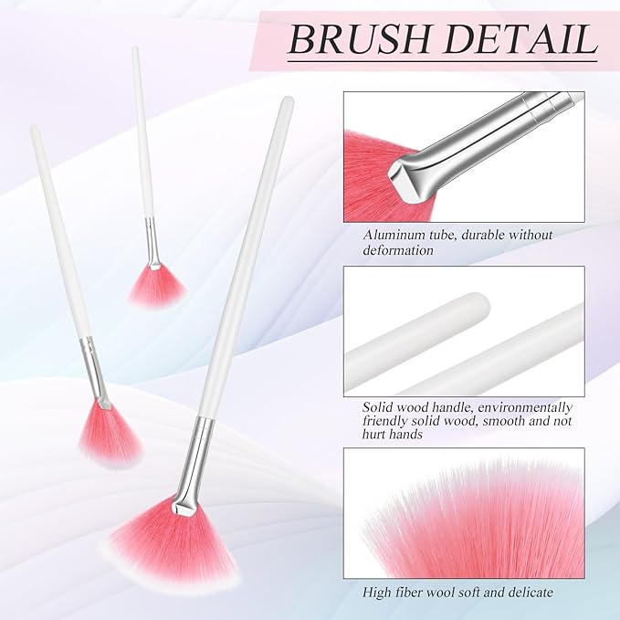 Ziliny 12 Pcs Soft Facial Fan Brush Blush Makeup Brush Face Mask Acid Applicator Multi Use Cosmetic Tools for Peel Mask Makeup for Mud Cream(Black)