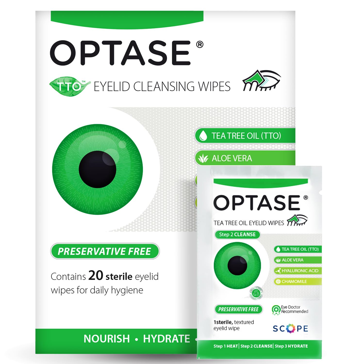 OPTASE® TTO Eyelid Cleansing Wipes, 20 Count