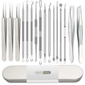 16 Pcs Pimple Popper Tool Kit, Blackhead Remover Tools, Comedone Extractor Whitehead Zit and Cyst Acne Removal Kit, Professional Stainless Steel Tweezers for Eyebrows, Beauty Tools for Face Nose
