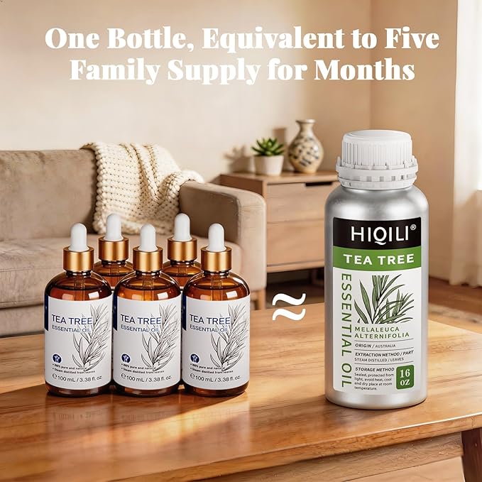HIQILI Tea Tree Oil for Skin, Hair, Nail, Diffuser, Soap Making
