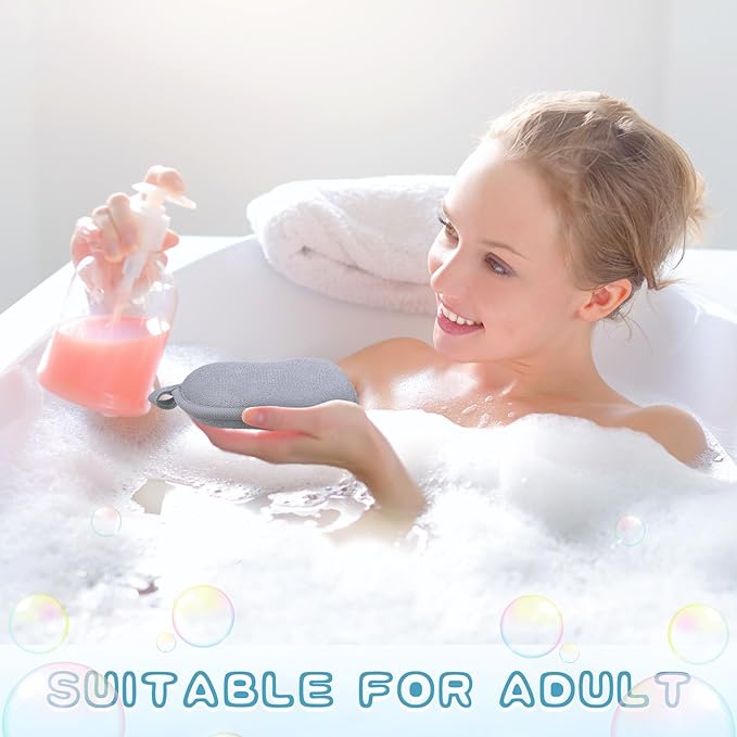 Tatuo 4 Pieces Baby Bath Sponge Toddler Bath Sponge Soft Comfy Cotton Absorbent Loofah for Kids Babies Boy Girl(Grey,White)