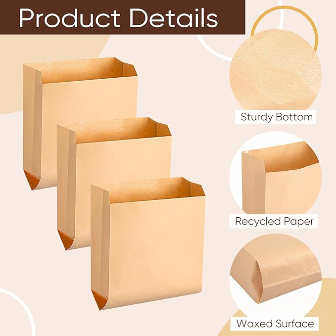 Paterr 500 Pcs Feminine Hygiene Bag Waxed Kraft Hygiene Liner Bags for Feminine Products 8'' x 8.5" Sanitary Napkin Disposal Bags Waste Receptacle Liners Restroom Bathroom Personal Dispensers