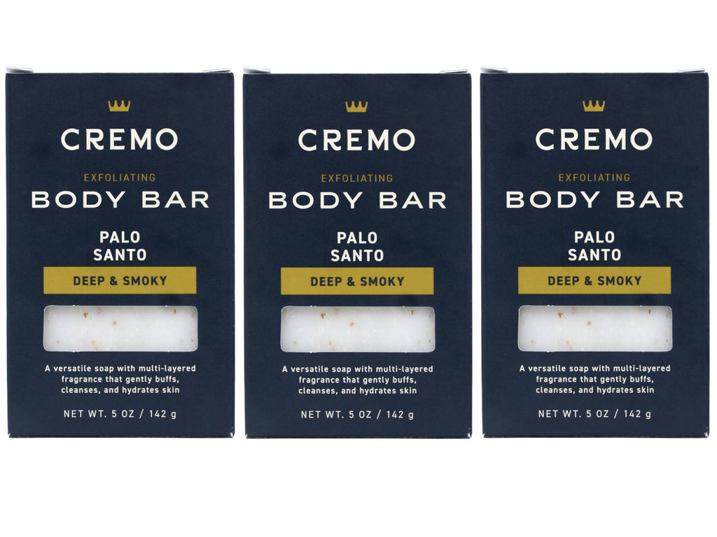 Cremo Exfoliating Body Bars Palo Santo (Reserve Collection) - A Combination of Lava Rock and Oat Kernel Gently Polishes While Shea Butter Leaves Your Skin Feeling Smooth and Healthy (Pack of 3)