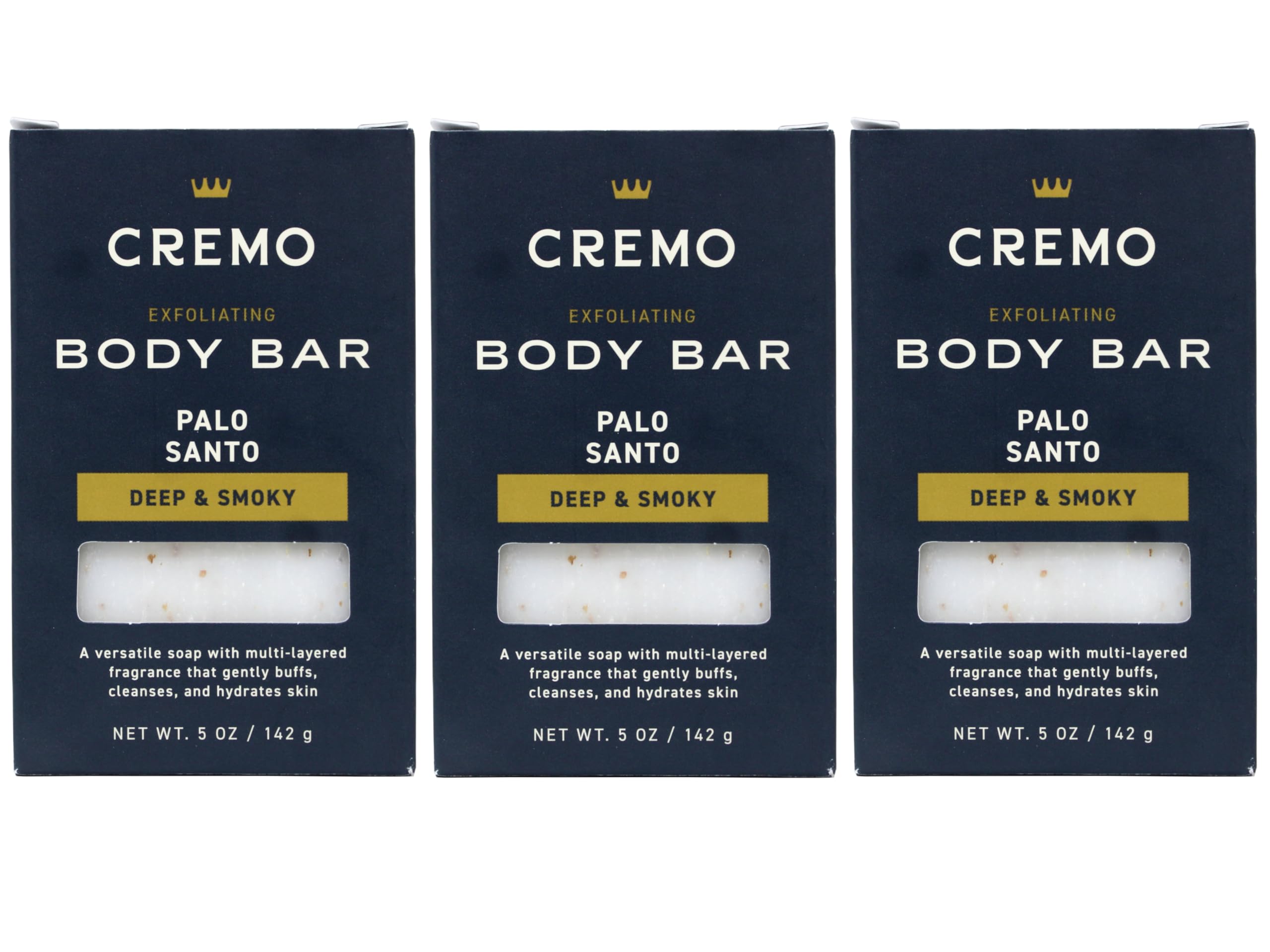 Cremo Exfoliating Body Bars Palo Santo (Reserve Collection) - A Combination of Lava Rock and Oat Kernel Gently Polishes While Shea Butter Leaves Your Skin Feeling Smooth and Healthy (Pack of 3)