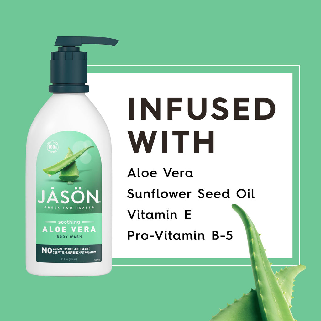 JASON Aloe Vera Shower Gel Body Wash - Soothing, Gentle Clean Feeling, 30 Fluid Ounces