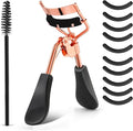 Eyelash Curler Kit Metal Eye Lashes Curler，Professional Makeup Tool with Built-in Comb Eye with 10 Replacement Refill Pads Get Dramatically Curled Eyelashes for Women Girl (Rose Gold)