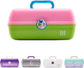 Caboodles On-The-Go Girl Makeup Box, Two-Tone Pink on Neon Green, Hard Plastic Makeup Organizer Box, Built-In Mirror, Secure Latch for Safe Travel, Spacious Storage for Large Items