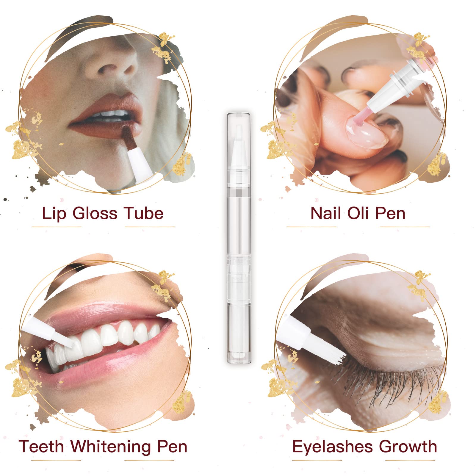 WEBBYBEAR 40 Pieces 3 ml Empty Cuticle Oil Pen Containers, Empty Nail Oil Pen Containers, Transparent Twist Pens with Brush Tip, Cosmetic Lip Gloss Containers, with 3 Stickers
