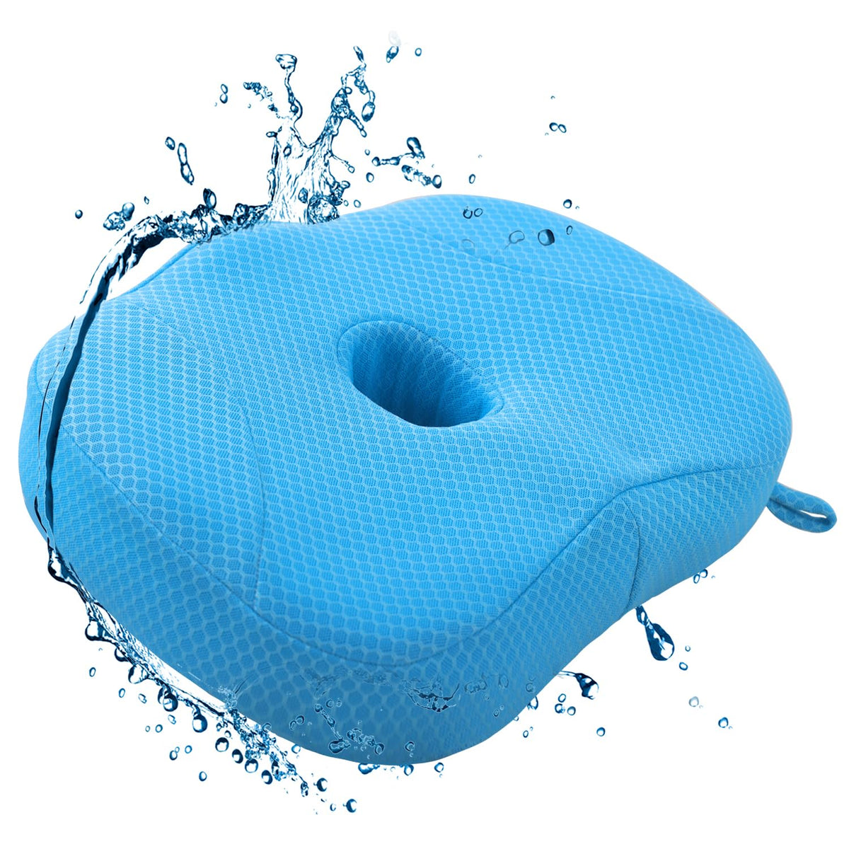 Idle Hippo Hot Tub Booster Seat, 4D Air Mesh Hot Tub Pillow with Powerful 6 Non-Slip Suction Cups, Ergonomic Booster Cushion, Quick Dry Spa Pillow for Indoor Outdoor Hot Tub-Blue