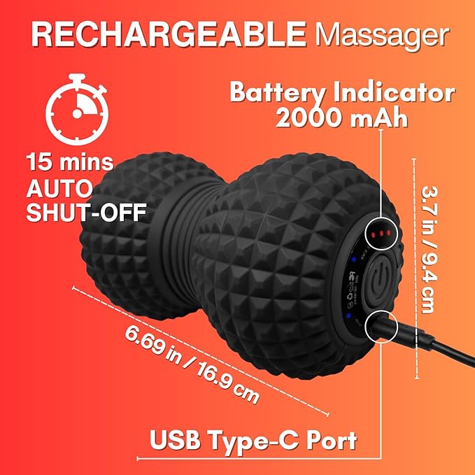 ZeenKind Vibrating Peanut Massage Ball Plantar Fasciitis Muscle Pain Relief
