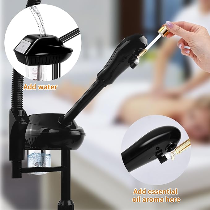 Retain Time Facial Steamer for Ozone Humidifier Atomizer Attach 5× Magnifier and Light, Professional Face Steamer Clean Skin Firming Pores and Moisturizing Suitable for a Beauty, Spa, at Home
