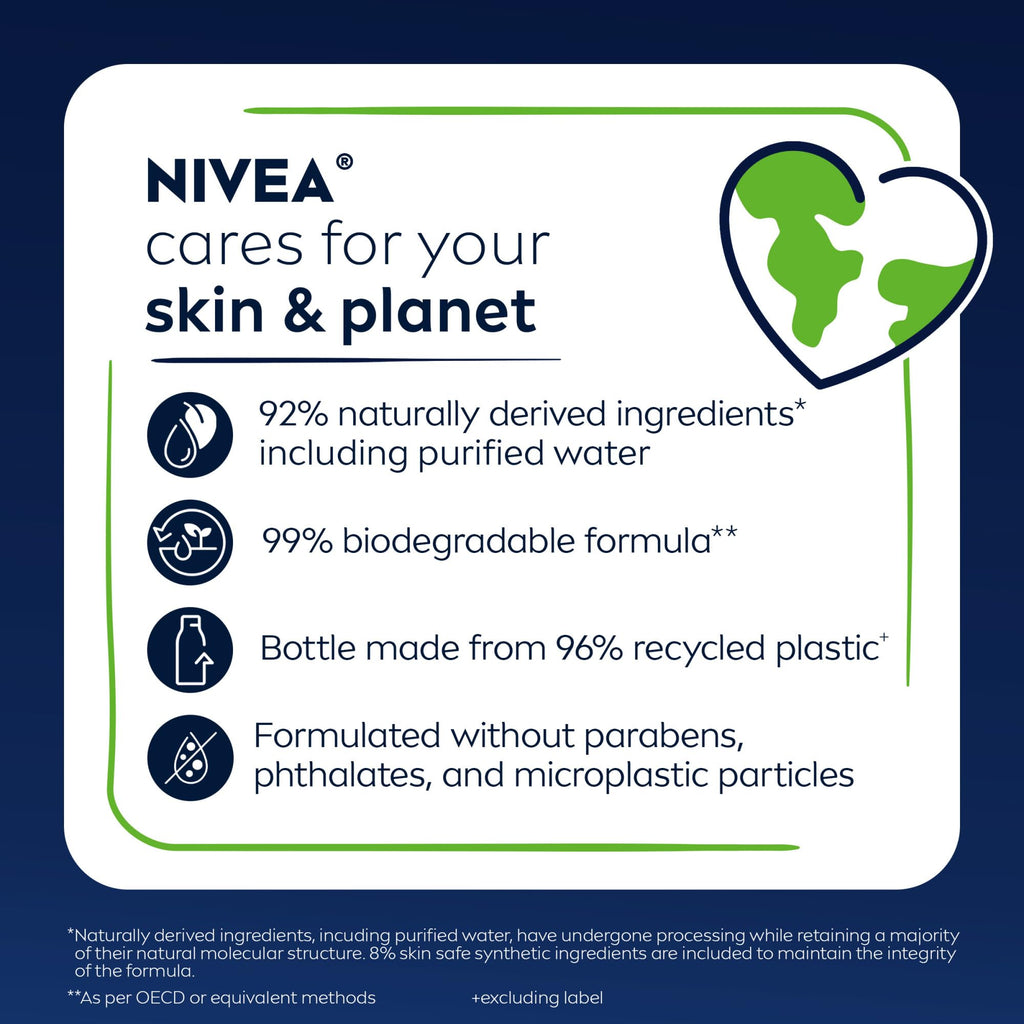NIVEA Men Active Clean Body Wash with Natural Charcoal for Normal to Oily Skin, 3-in-1 Charcoal Body Wash, Face and Hair, Draws Out Dirt and Impurities, 30 Fl Oz Bottle