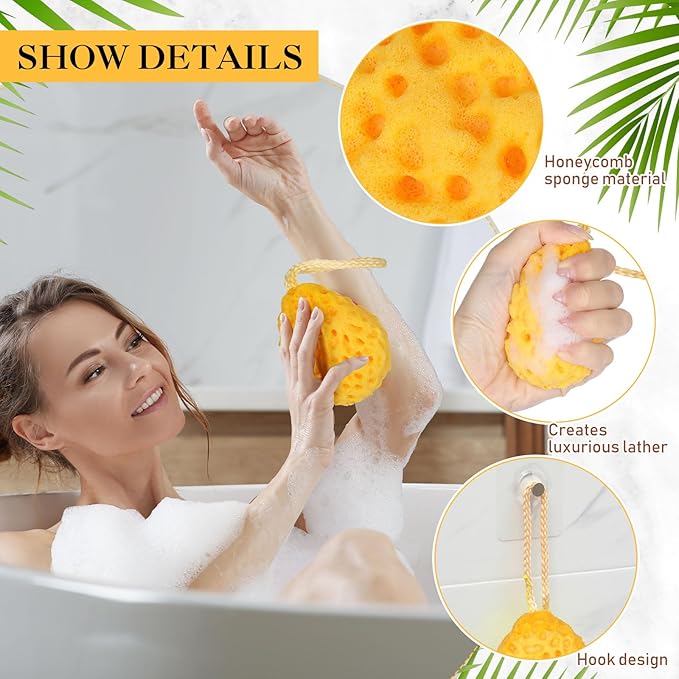 FoldTier 6 Pcs Bath Sponge Deep Cleansing Body Loofah Gentle and Deep Exfoliating Body Scrubber Bath Accessories Men Women Baby Sponge for Bathing Shower (Classic Color)