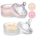 Tioncy 4 Pcs Large Body Powder Puff and Container Extra Large Body Powder Puff Dish Soft Washable Reusable Fluffy Makeup Sponge Wet Dry(Simple,Dazzling and Clear)